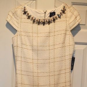 Vince Camuto tweed dress with gem detail